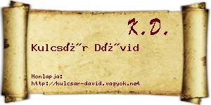 Kulcsár Dávid névjegykártya
