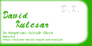 david kulcsar business card